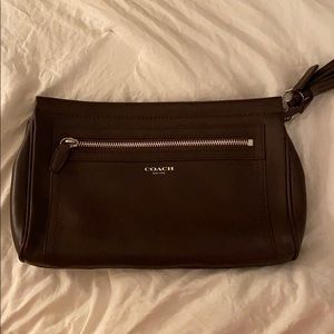 Coach Wristlet Legacy Large Brown Leather Clutch